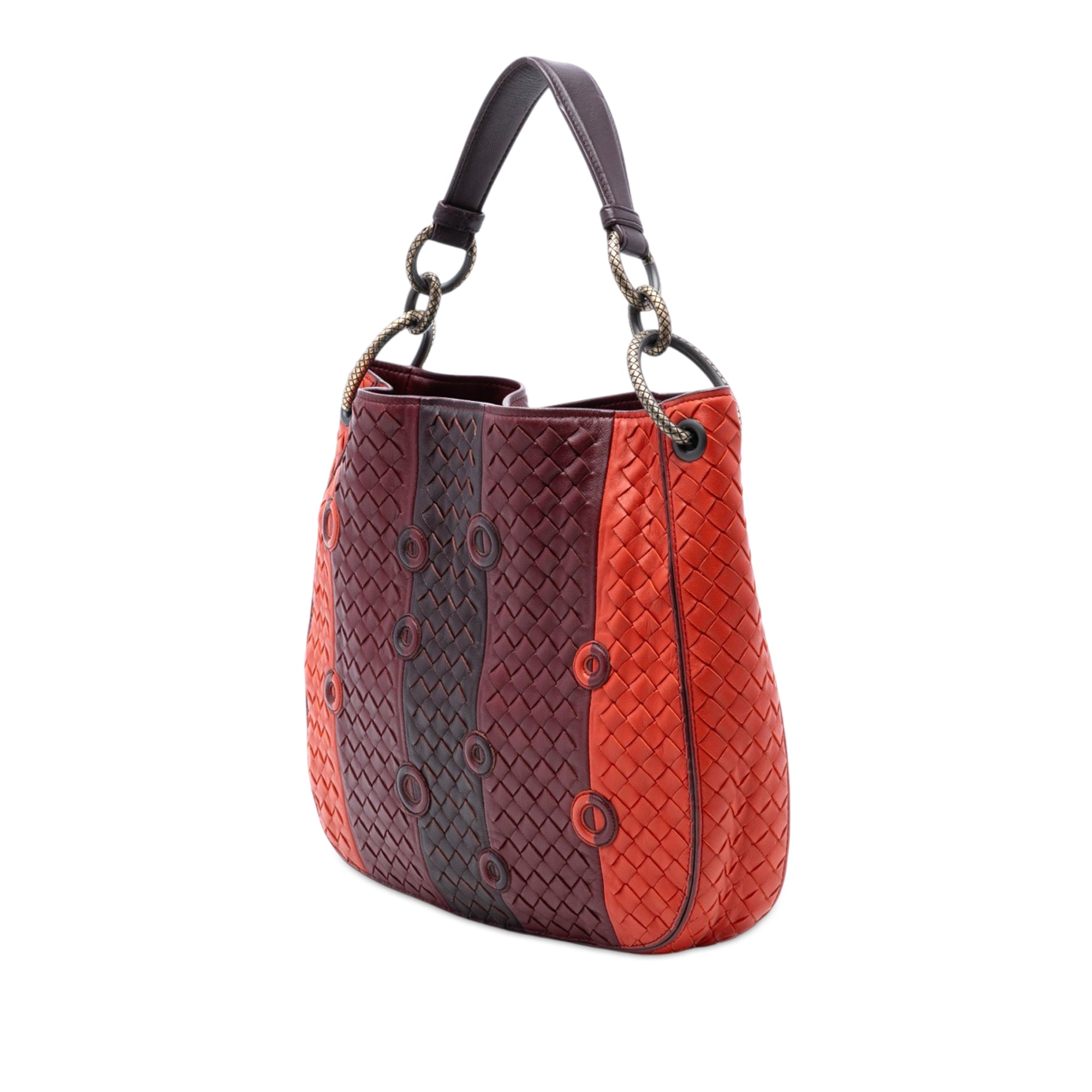 Multicolor Nappa Intrecciato Grommet Loop Hobo - Image 2