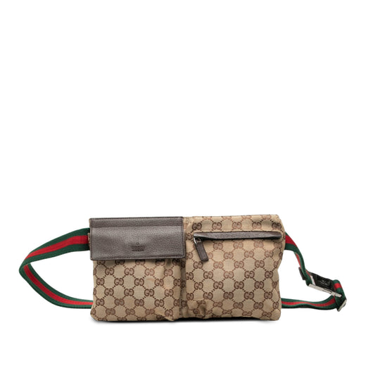 GG Canvas Web Double Pocket Belt Bag - Image 1