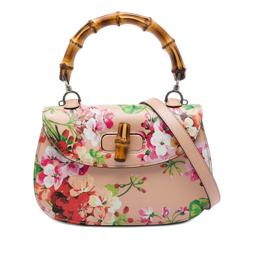 Medium Calfskin Blooms Bamboo Top Handle Bag - Image 1