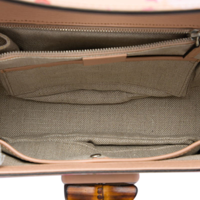 Medium Calfskin Blooms Bamboo Top Handle Bag - Image 4
