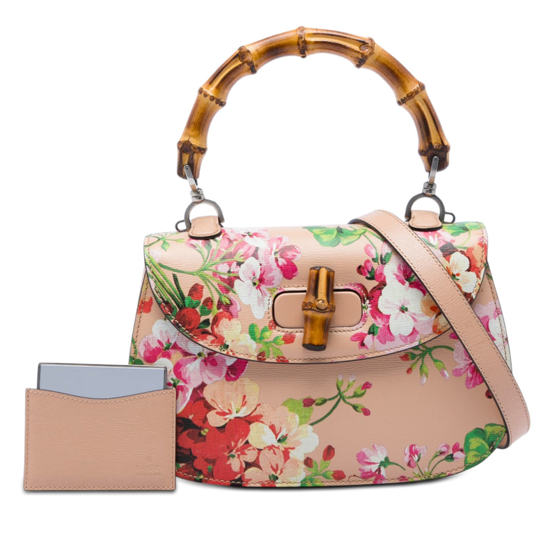 Medium Calfskin Blooms Bamboo Top Handle Bag - Image 6