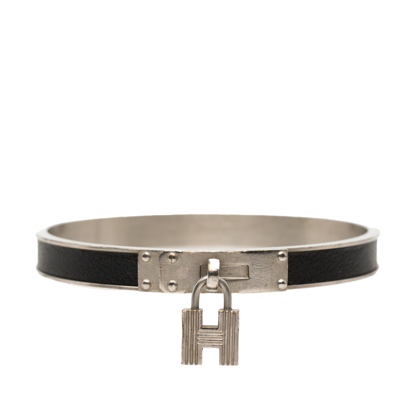 Leather Kelly Cadena Lock Bangle Bracelet - Image 1