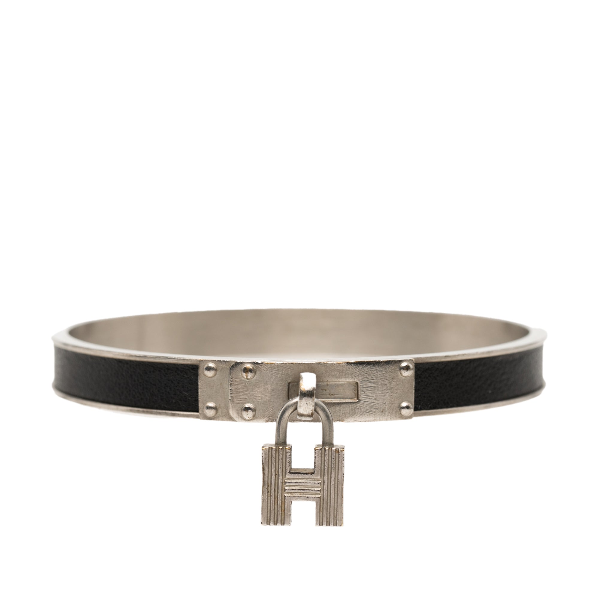 Leather Kelly Cadena Lock Bangle Bracelet - Image 1