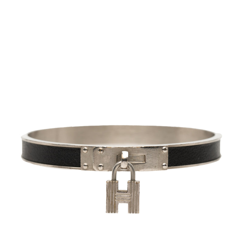 Leather Kelly Cadena Lock Bangle Bracelet