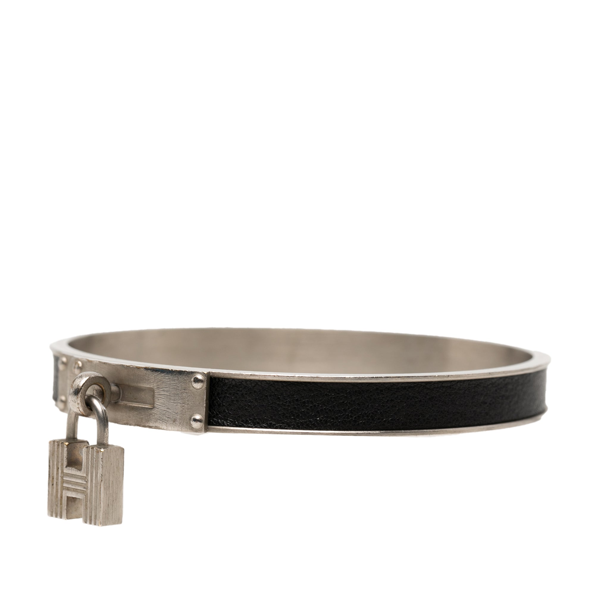 Leather Kelly Cadena Lock Bangle Bracelet - Image 2