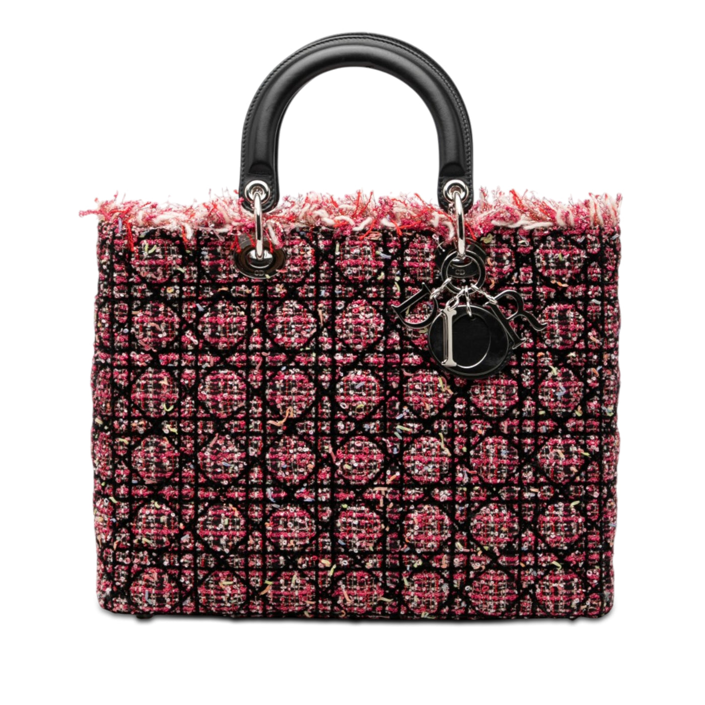 Large Tweed Cannage Fringe Lady Dior - Image 1