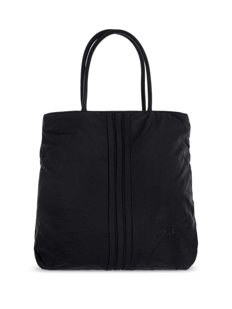 Y-3 Padded Striped Logo Tote Bag — Black Polyamide