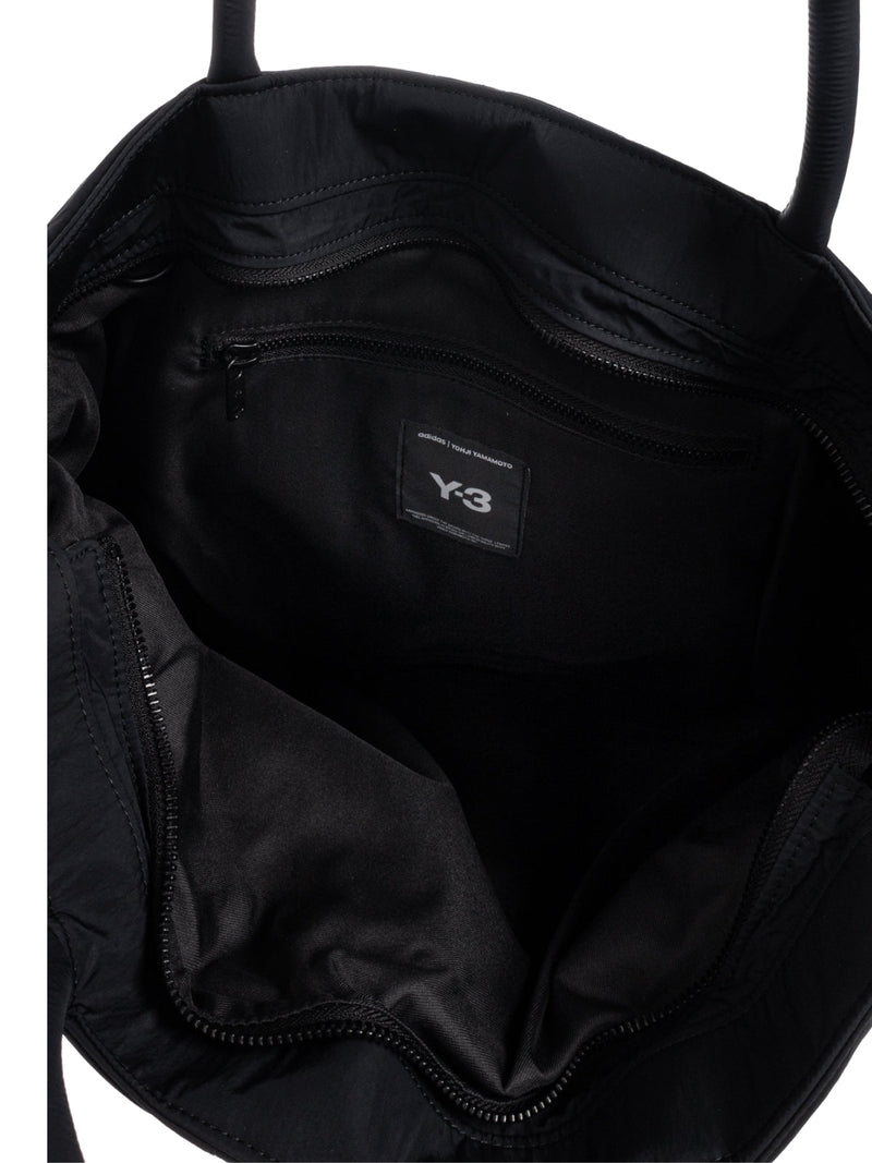 Y-3 Padded Striped Logo Tote Bag — Black Polyamide