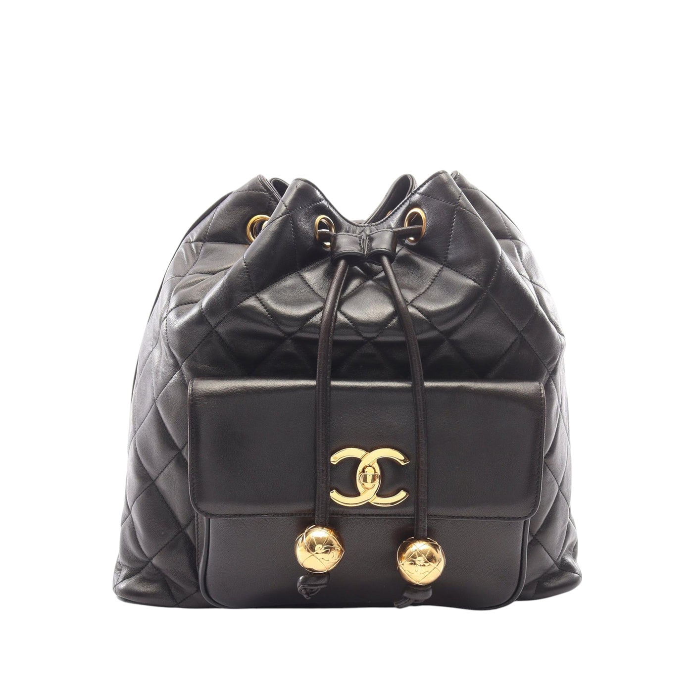 CC Quilted Lambskin Drawstring Backpack - Image 1