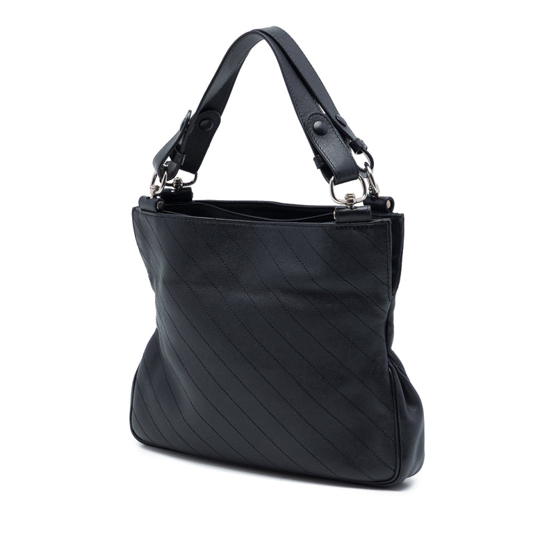 Small Diagonal Stitched Calfskin Blondie Satchel - Image 2