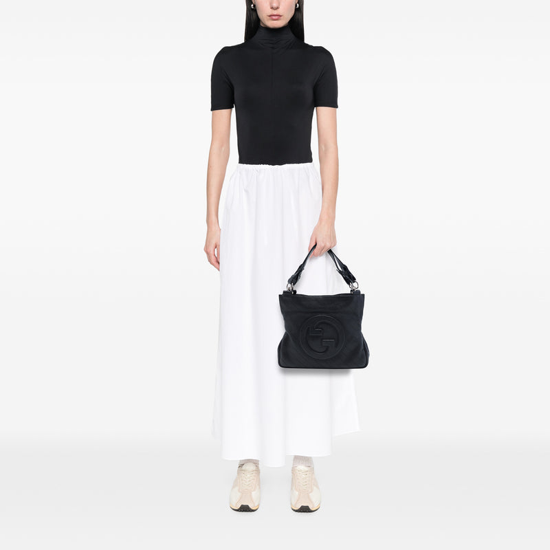 Small Diagonal Stitched Calfskin Blondie Satchel - Image 6