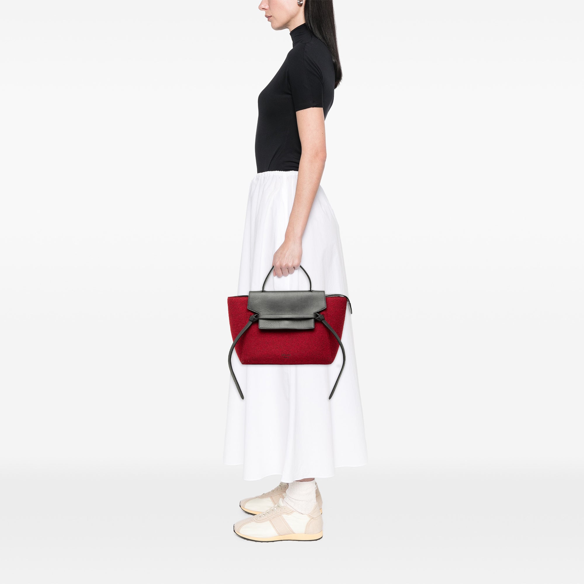 Mini Felt and Calfskin Belt Satchel - Image 7