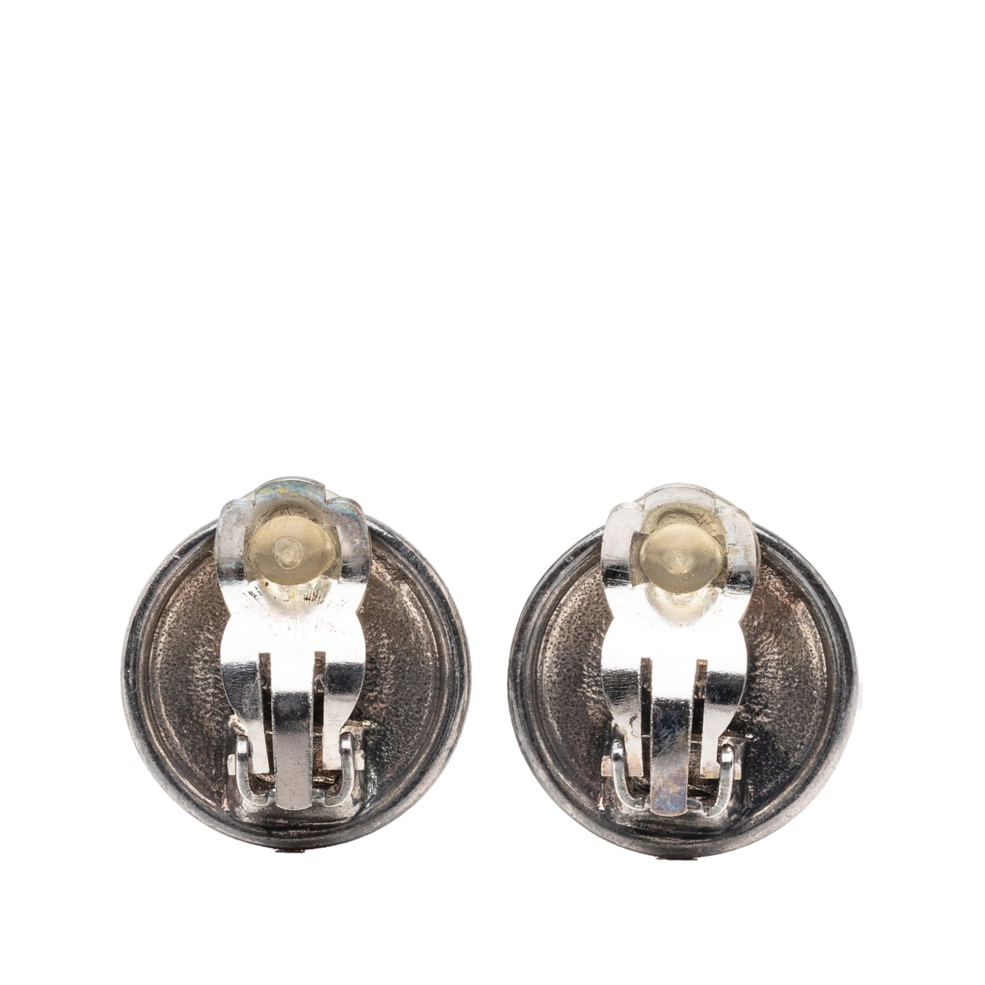 CC Silver Plated Round Clip on Earrings - Image 2