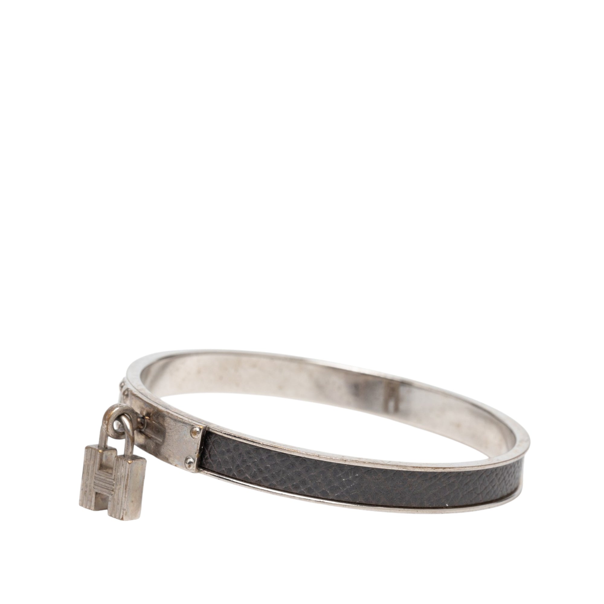 Epsom and Palladium Plated Kelly Cadena Lock Bangle Bracelet - Image 2