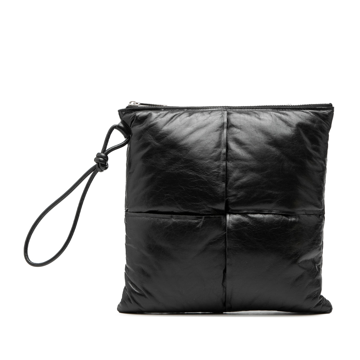 Leather Intrecciato Padded Square Pouch - Image 1