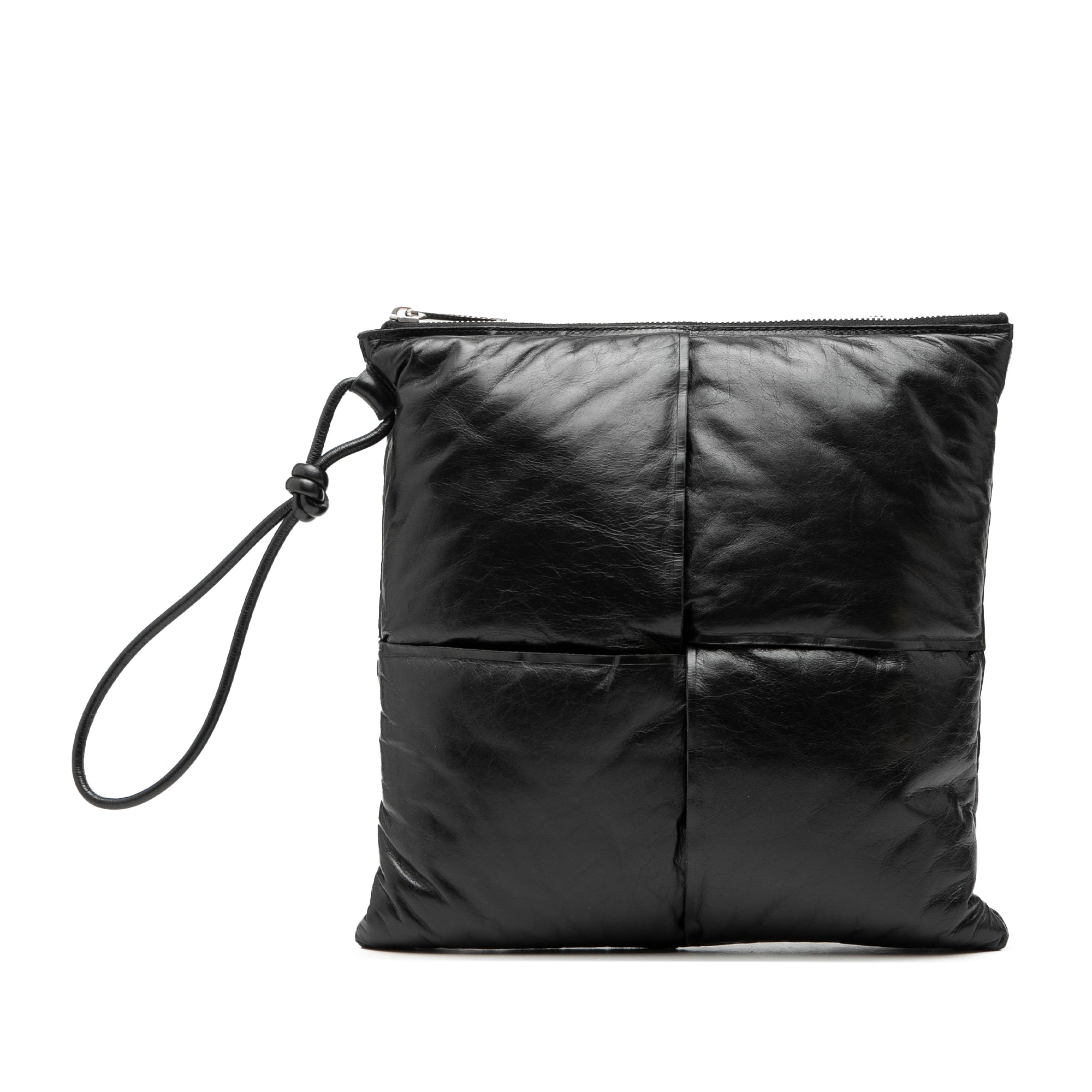 Leather Intrecciato Padded Square Pouch - Image 1