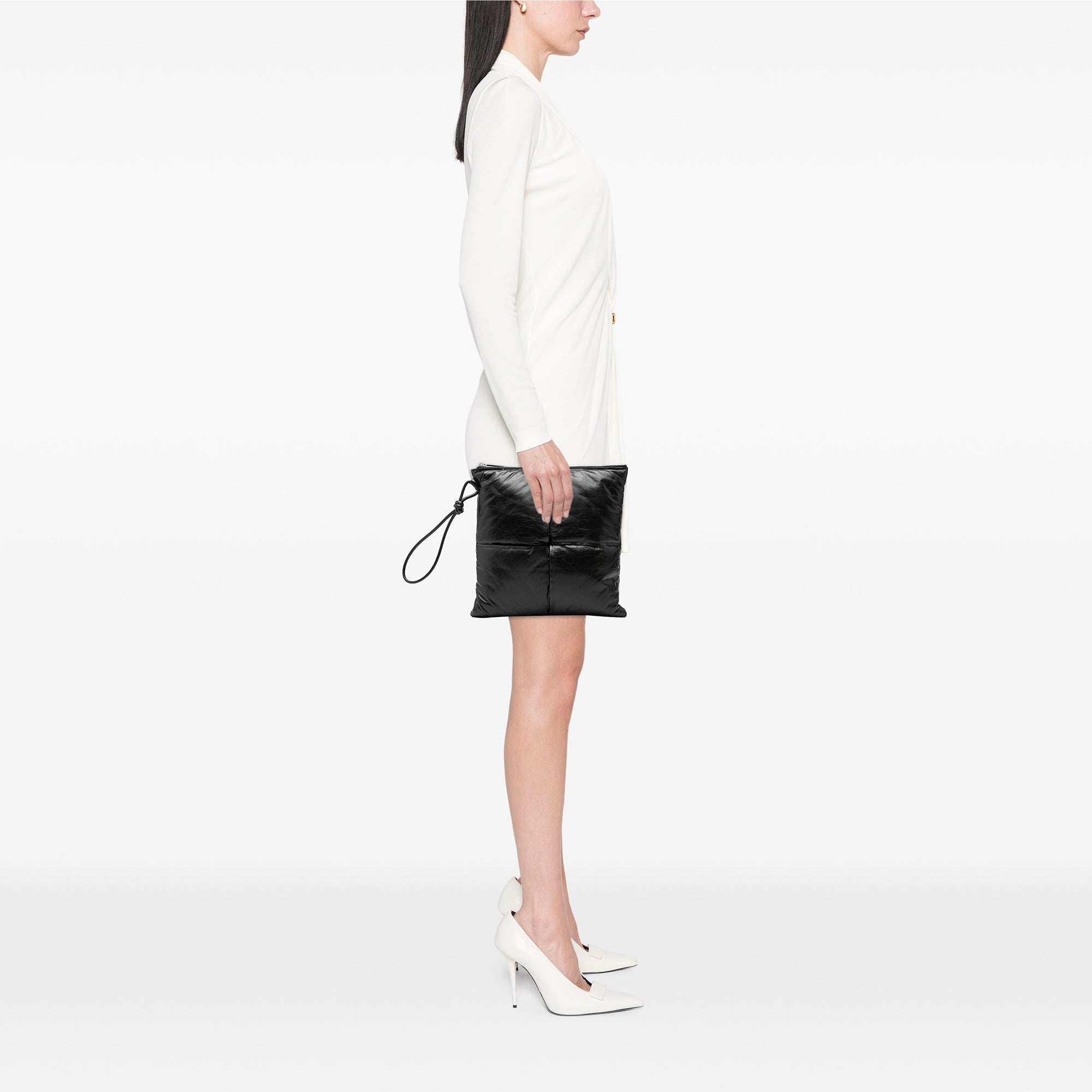 Leather Intrecciato Padded Square Pouch - Image 7