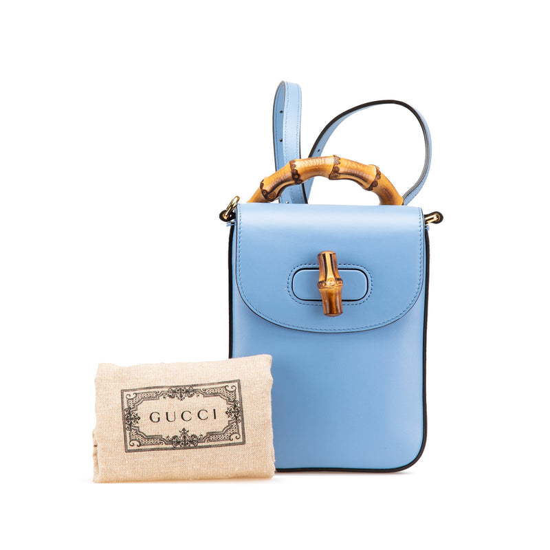 Mini Calfskin Bamboo Top Handle Bag - Image 11