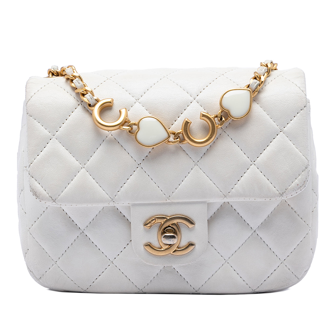 Mini Square Classic Lambskin Enamel Coco Hearts Single Flap - Image 1