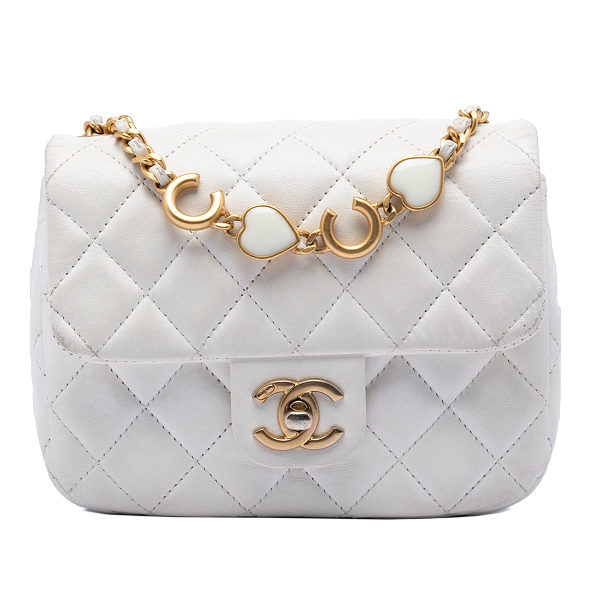 Mini Square Classic Lambskin Enamel Coco Hearts Single Flap - Image 1