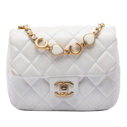 Mini Square Classic Lambskin Enamel Coco Hearts Single Flap - Image 1