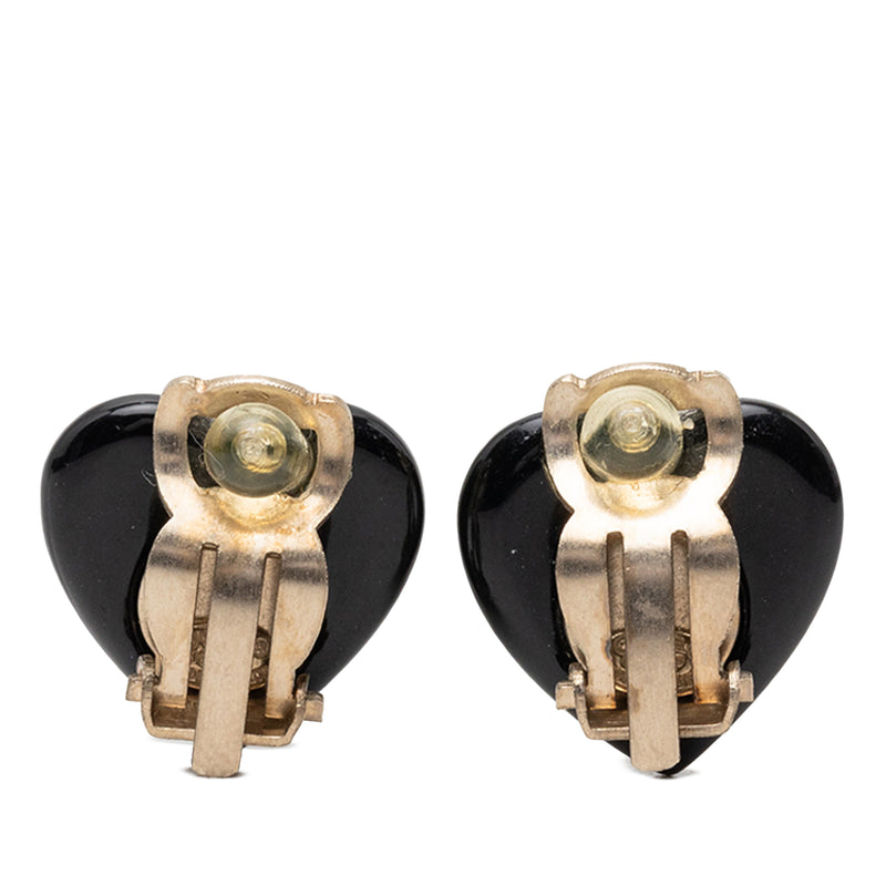 CC Resin Faux Pearl Heart Clip On Earrings - Image 2
