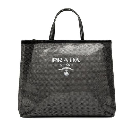 Large Sequined Mesh Logo Tote - Image 1