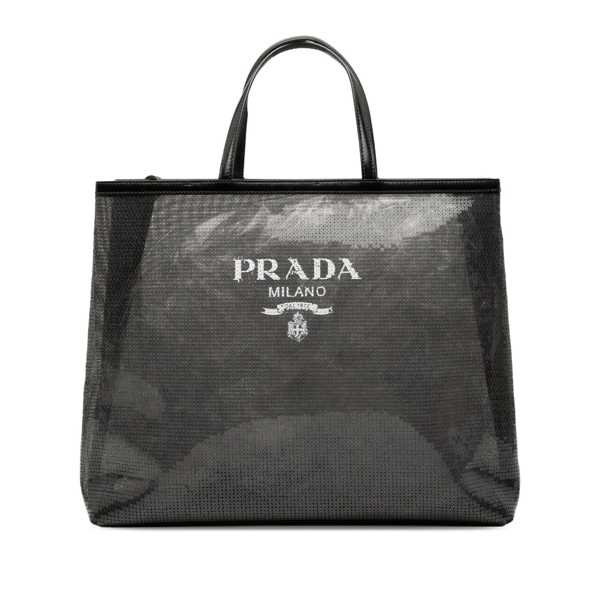 Large Sequined Mesh Logo Tote - Image 1