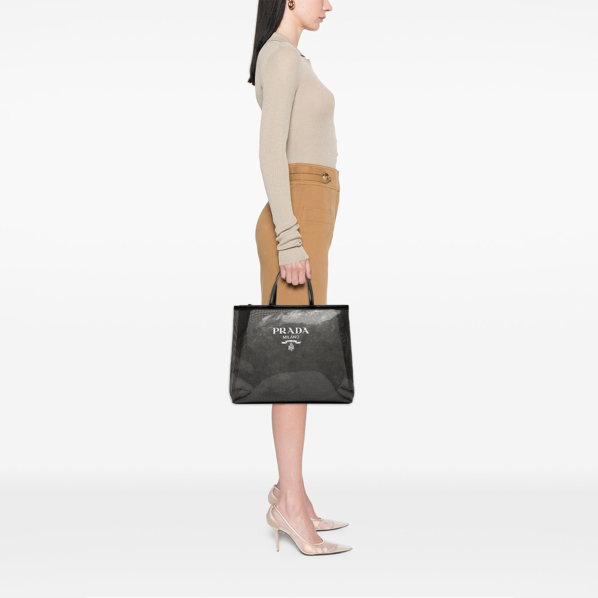 Large Sequined Mesh Logo Tote - Image 7