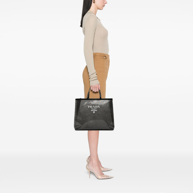 Large Sequined Mesh Logo Tote - Image 7