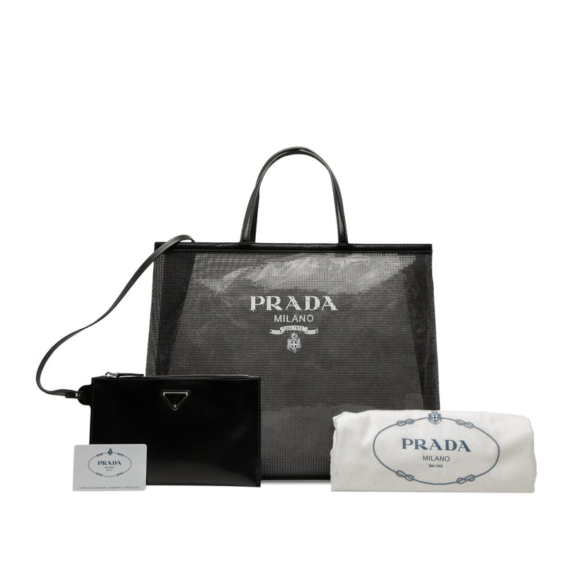 Large Sequined Mesh Logo Tote - Image 8