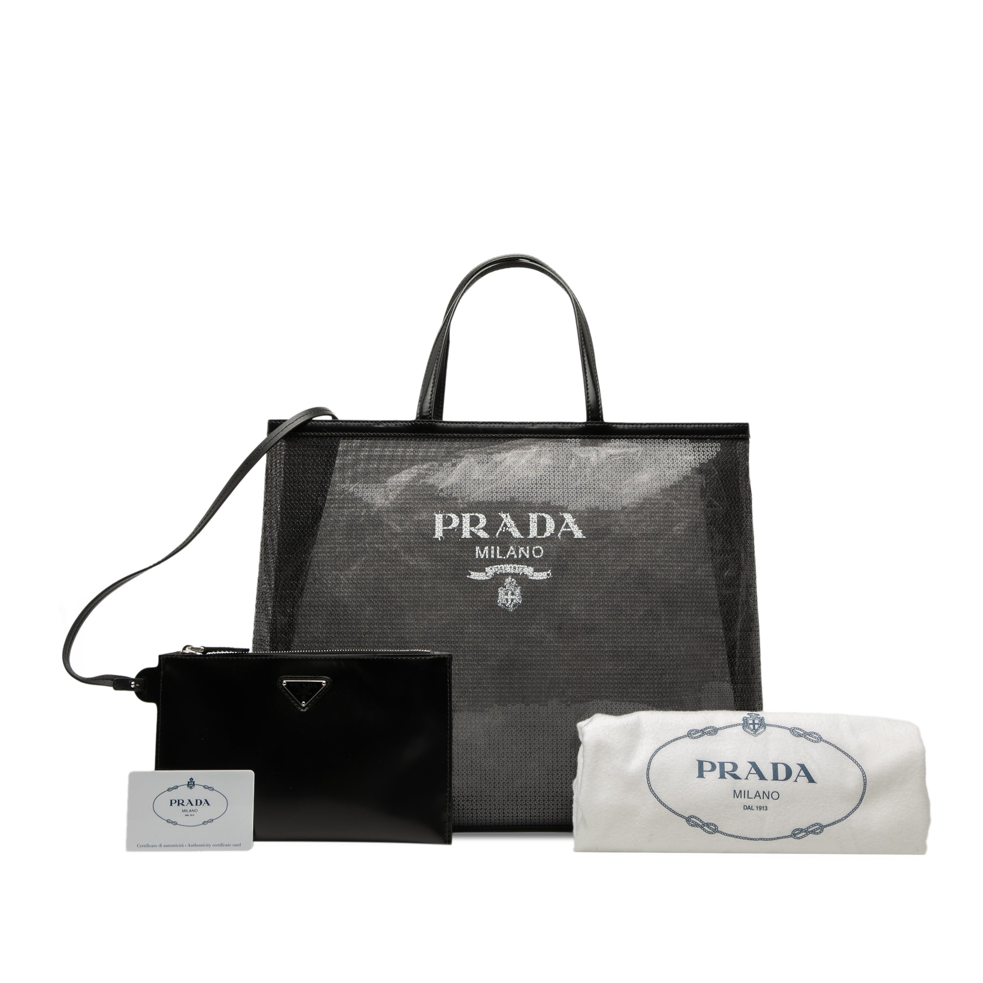 Large Sequined Mesh Logo Tote - Image 8