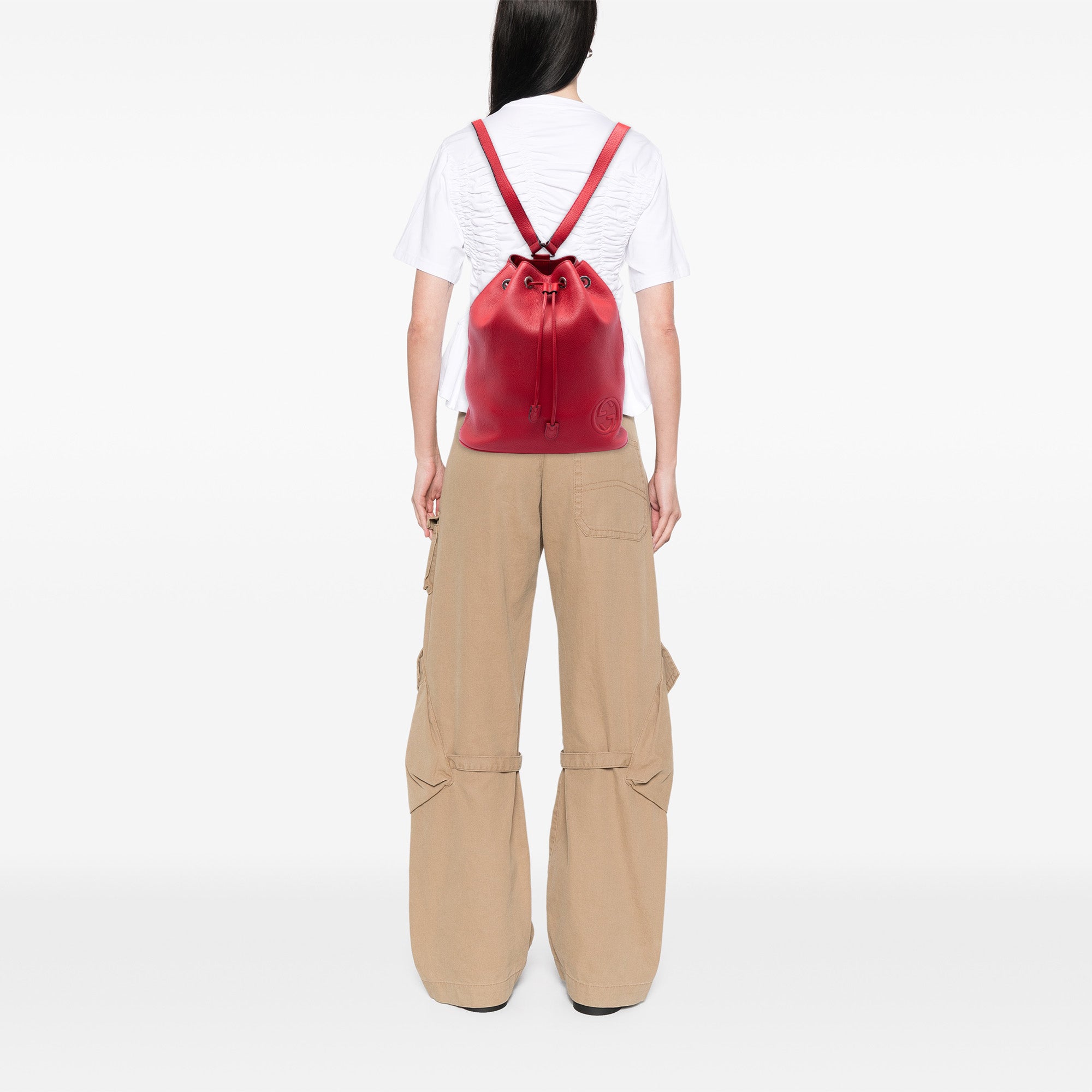 Small Pebbled Calfskin Soho Drawstring Backpack - Image 7