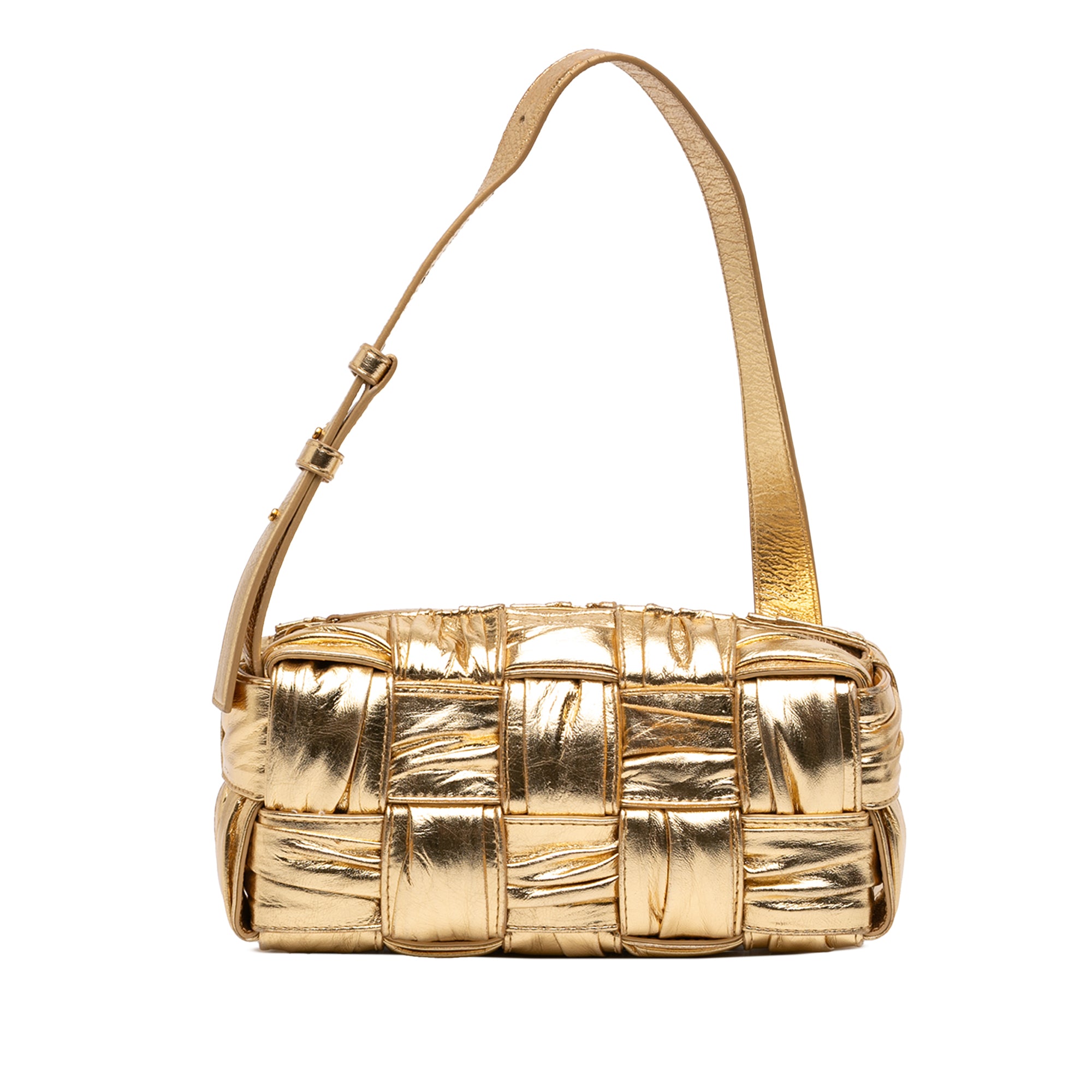 Small Metallic Lambskin Intrecciato Plisse Brick Cassette - Image 1