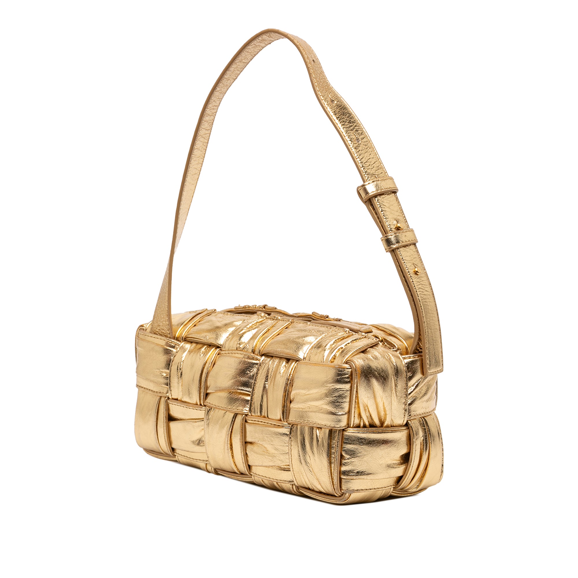 Small Metallic Lambskin Intrecciato Plisse Brick Cassette - Image 2