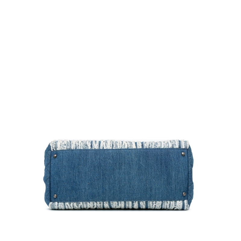 Large Fringed Denim Shopping Tote - Image 3