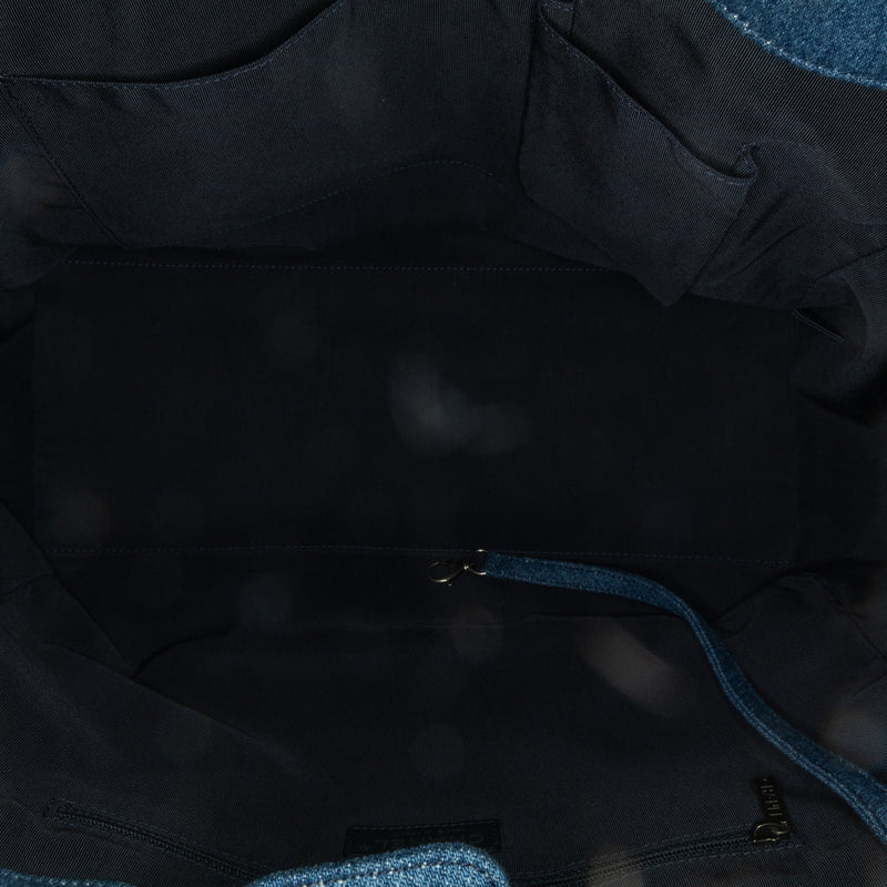Large Fringed Denim Shopping Tote - Image 4