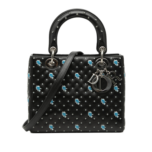 Medium Calfskin Embroidered Flower Lady Dior - Image 1