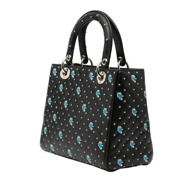 Medium Calfskin Embroidered Flower Lady Dior - Image 2