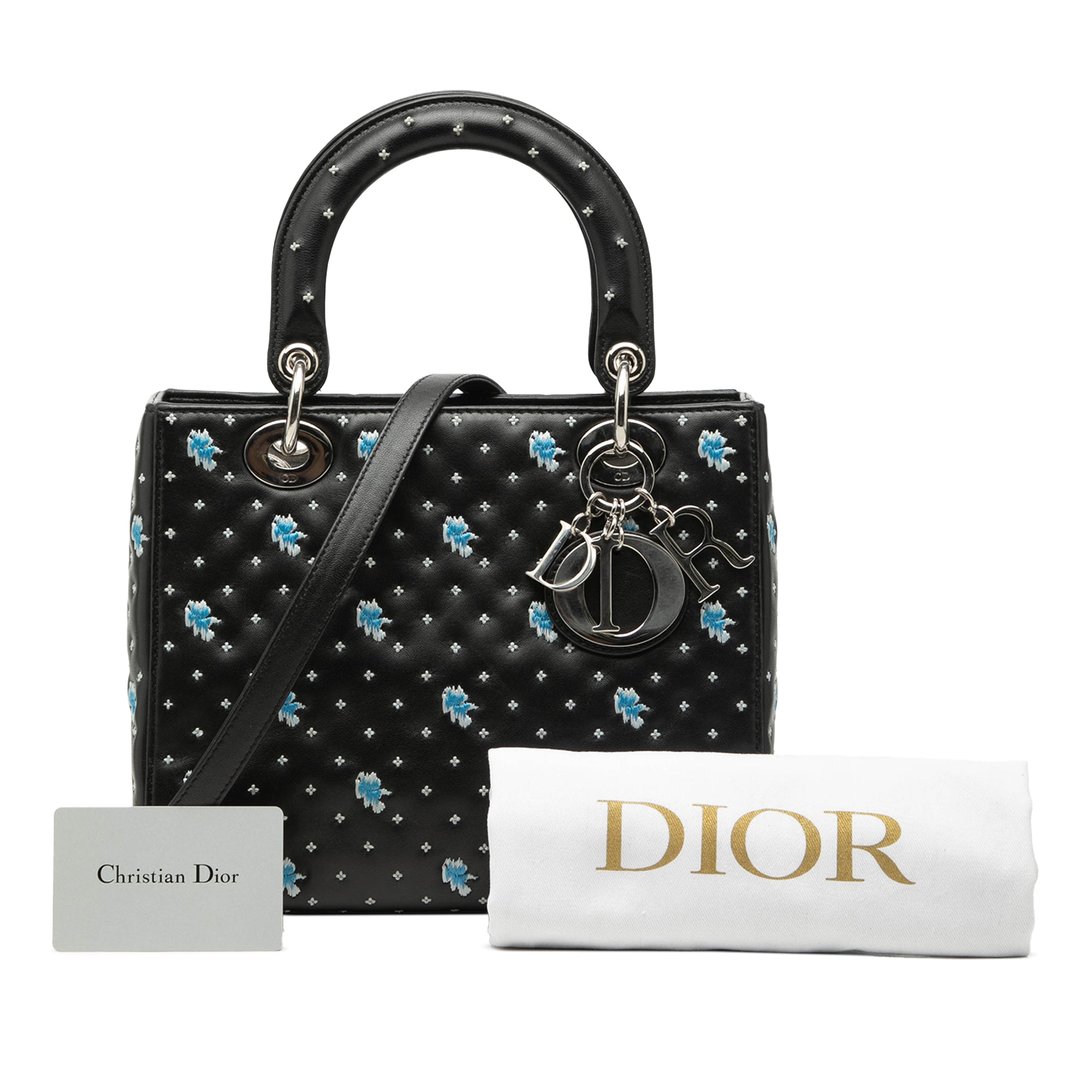 Medium Calfskin Embroidered Flower Lady Dior - Image 8