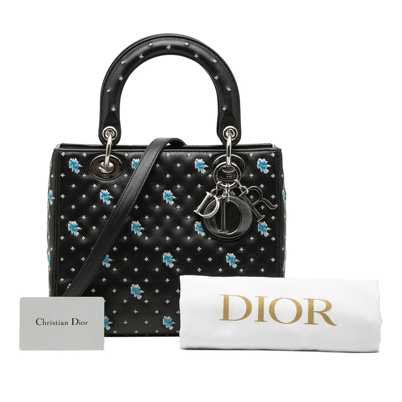Medium Calfskin Embroidered Flower Lady Dior - Image 8