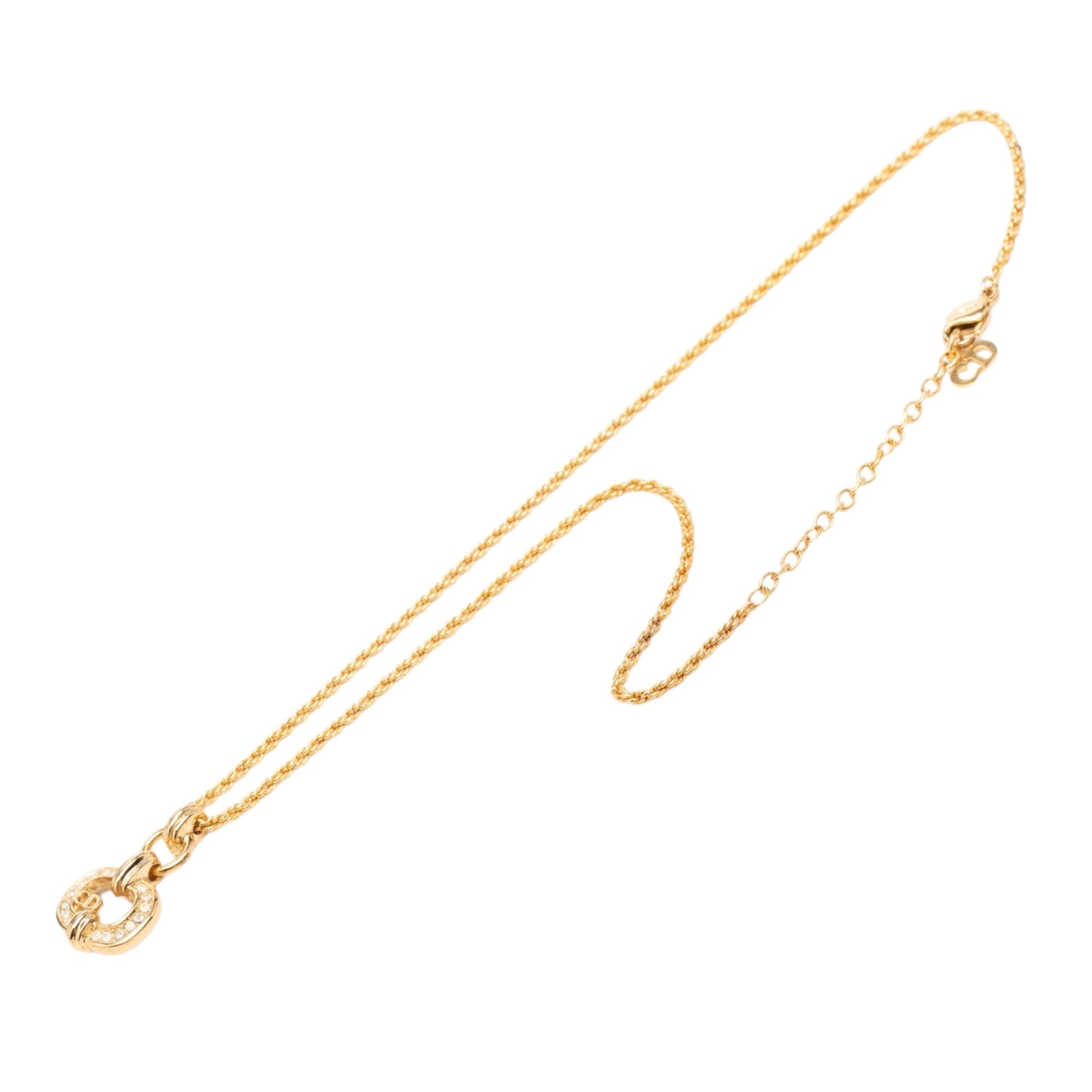 Gold Plated Strass CD Logo Pendant Necklace - Image 1