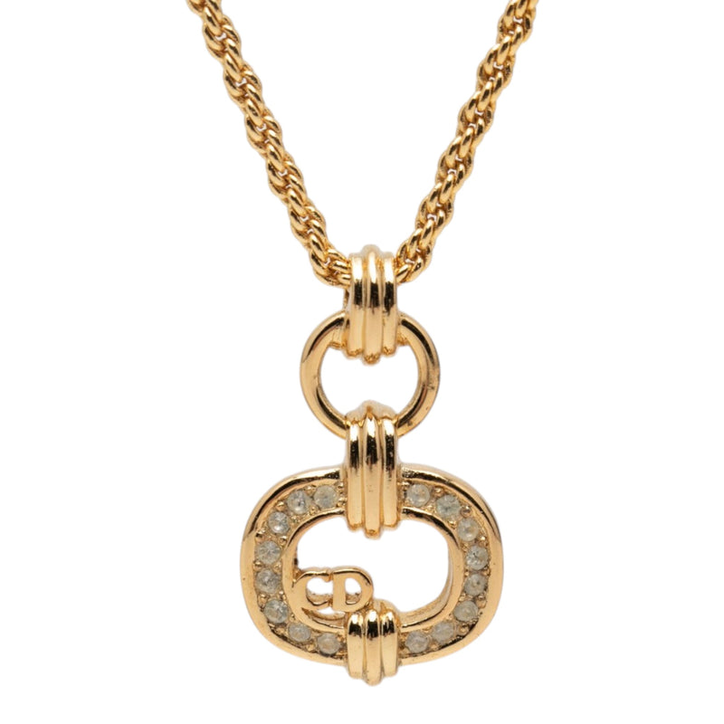 Gold Plated Strass CD Logo Pendant Necklace - Image 2