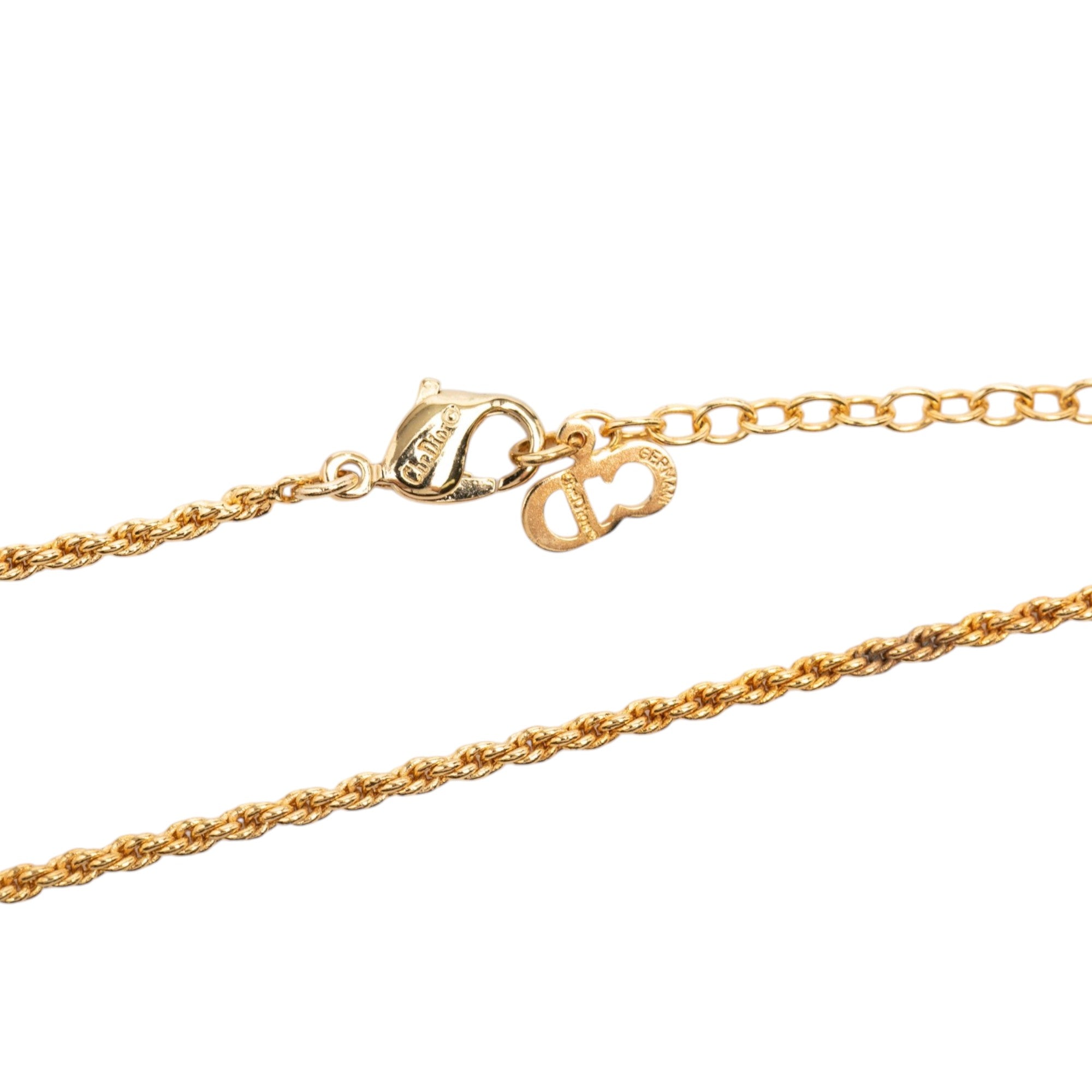 Gold Plated Strass CD Logo Pendant Necklace - Image 4