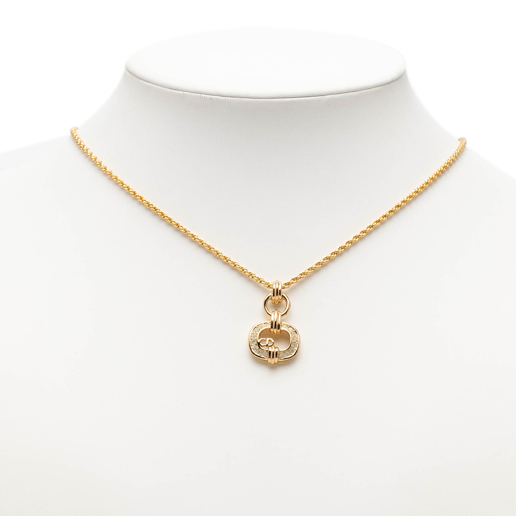 Gold Plated Strass CD Logo Pendant Necklace - Image 6