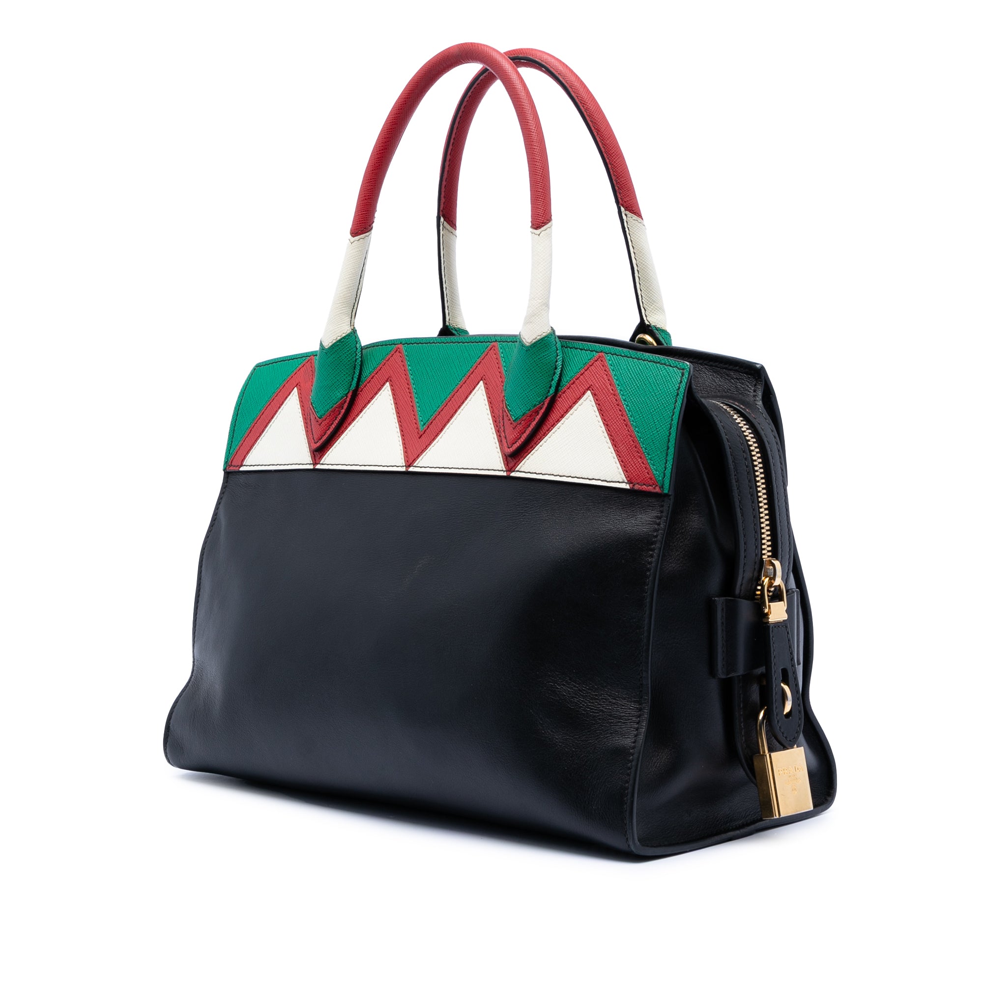 Medium Saffiano Trimmed City Calf Greca Esplanade Satchel - Image 2