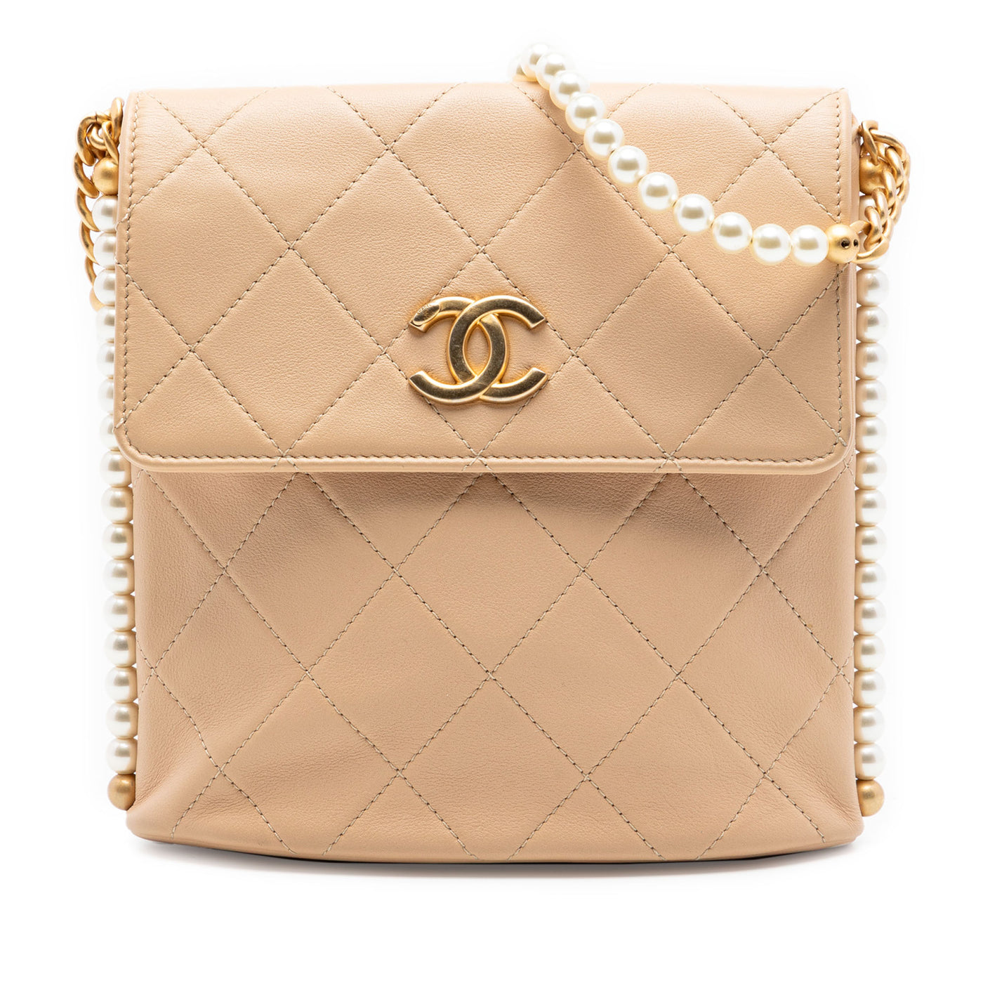 Small Quilted Calfskin About Pearls Hobo - Image 1