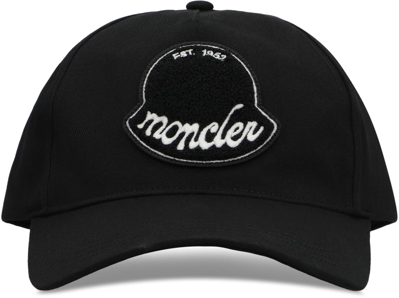 Moncler K20913b00030 Logo-Embroidered Cotton Baseball Cap — Black Caps