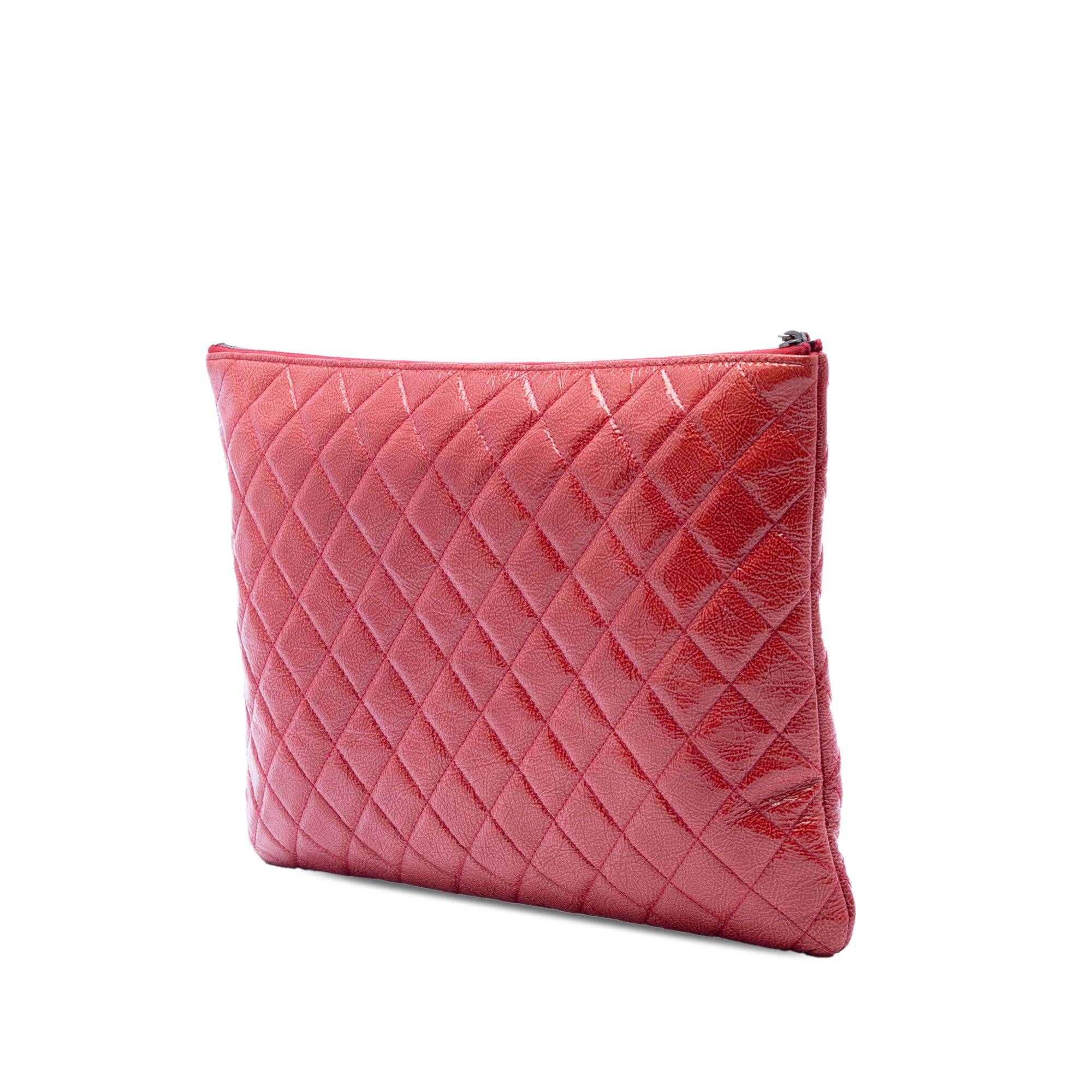 Large Quilted Patent O Case Clutch - Image 2