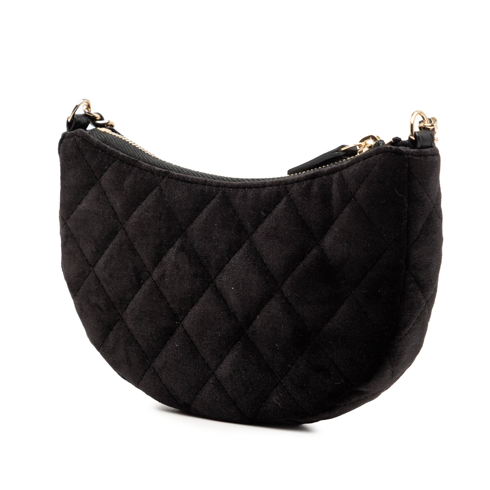 CC Quilted Velour Half Moon Chain Crossbody - Image 2
